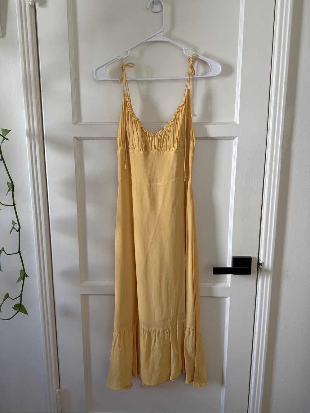Reformation Sunlit Yellow Tie-Shoulder Maxi Dress